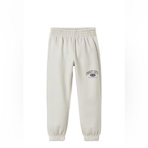 Zara kids girls text print joggers in Ecru. Size 13-14.